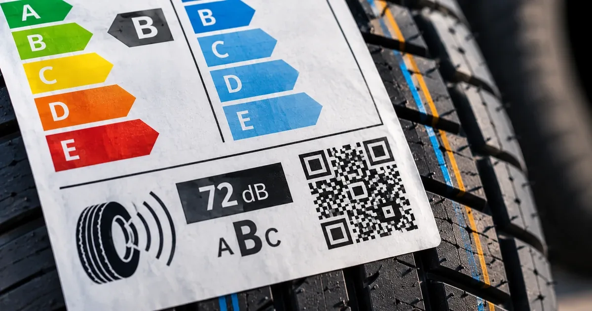 Нижняя часть евроэтикетки: шум 72 дБ, класс B и QR-код
